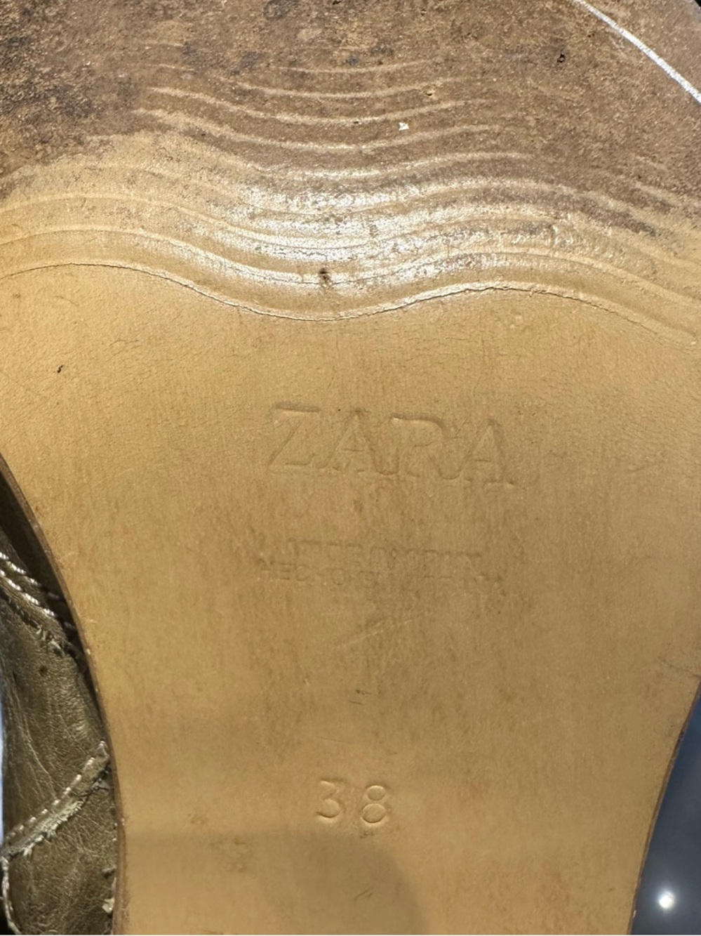 Zara Green Pointed Toe Western Cowgirl Made in Spain Leather Ankle Booties- 38 - Picture 6 of 7